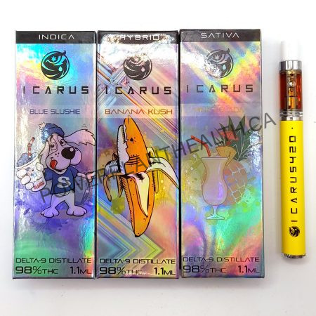 Icarus420 1.1g Vape with pure delta-9 THC distillate and long-lasting battery for smooth and flavorful hits