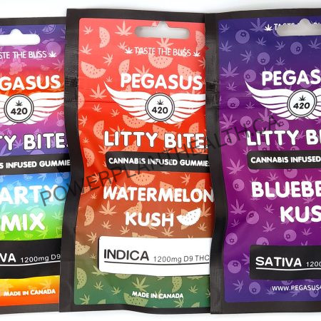 Pegasus420 1200mg Litty Bites Gummies featuring fruity flavors, premium Delta-9 THC, and consistent effects for relaxation and relief.