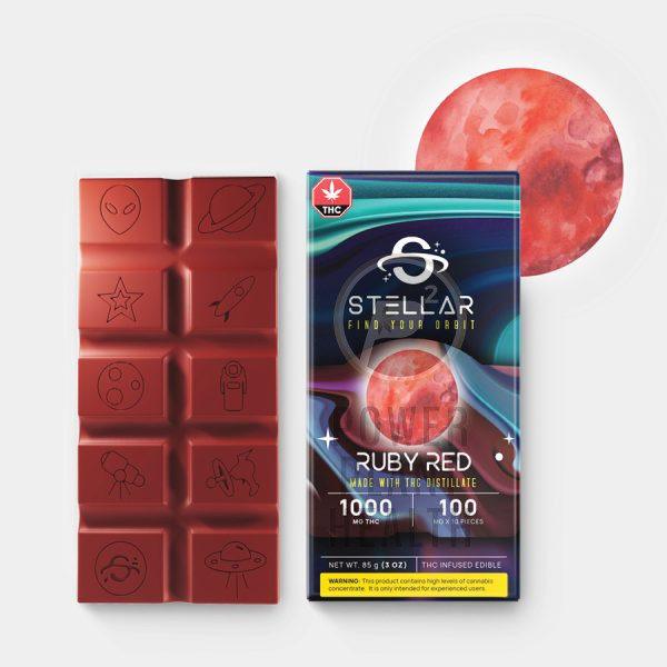 Stellar 1000mg Chocolate Bar with rich chocolate flavor, pure THC distillate, and potent effects for an elevated experience.