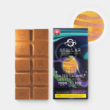 Stellar 1000mg Chocolate Bar with rich chocolate flavor, pure THC distillate, and potent effects for an elevated experience.