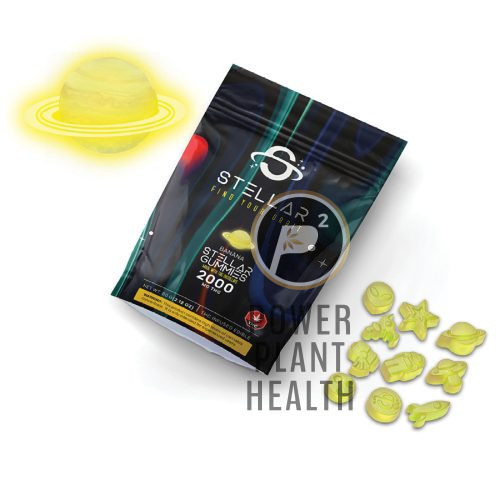 Stellar 2000mg Gummy with fruity flavors, 90% pure THC distillate, and high potency for therapeutic and recreational use.