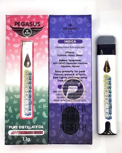 Pegasus420 Preheat Vape Pen with sleek design and 1.1g organic distillate