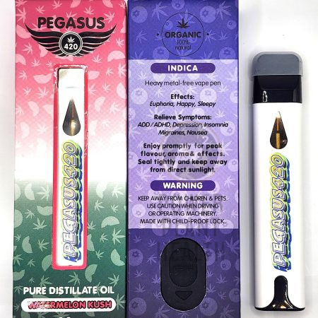 Pegasus420 Preheat Vape Pen with sleek design and 1.1g organic distillate