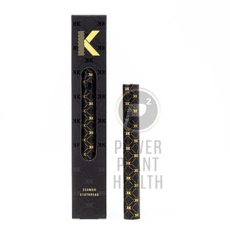 Kushkraft 510 Thread Vape Battery with matte black finish and golden KK design