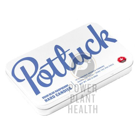 Potluck 300mg Hard Candy in vibrant packaging showcasing THC content