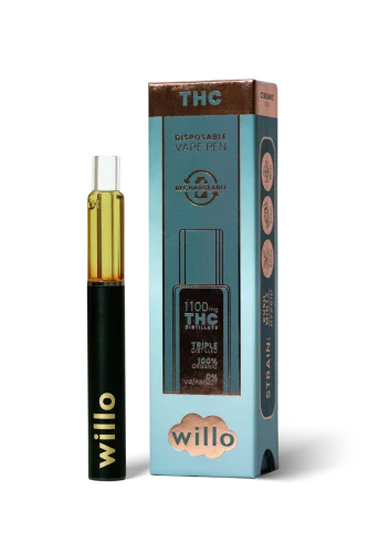 Willo 1100mg vape sleek disposable device with premium THC distillate