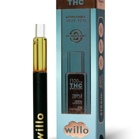 Willo 1100mg vape sleek disposable device with premium THC distillate