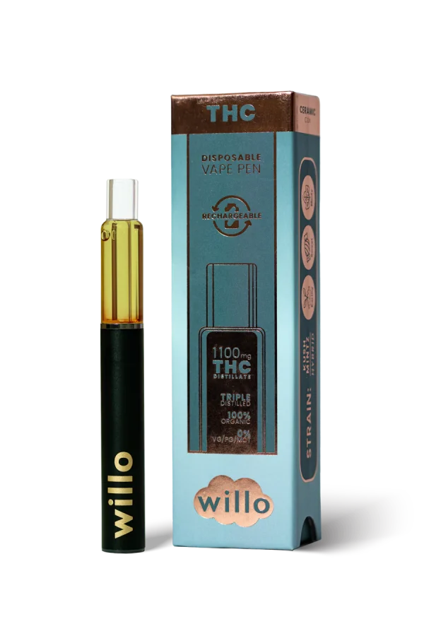 Willo 1100mg vape sleek disposable device with premium THC distillate