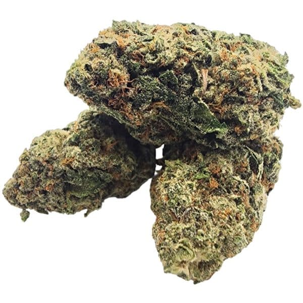 Bruce Banner cannabis buds with frosted resin, citrusy flavor, and energizing effects for mental clarity and physical relief.