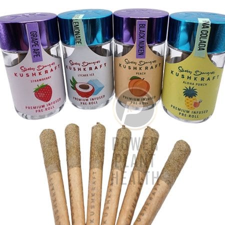 KushKraft Fruity Sticky Pre-Rolls Jar with sleek packaging and aromatic pre-rolls